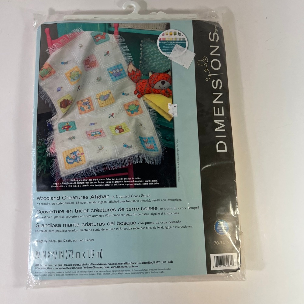 Dimensions Woodland Creatures Afghan Counted Cross‎ Stitch Kit NIP 29 x 47"